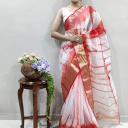 DIVASTRI Tie and Dye Zari Organza Saree-picture-15