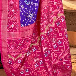Anouk Purple & Pink Ethnic Woven Design Zari Patola Saree image 5