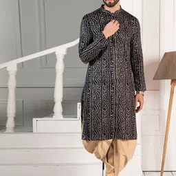 KISAH Bandhani Printed Mandarin Collar Kurta with Dhoti Pants Set-picture-18