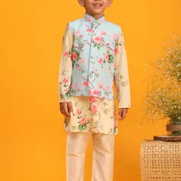 VASTRAMAY Boys Floral Printed Kurta with Pyjamas & Nehru Jacket-picture-16