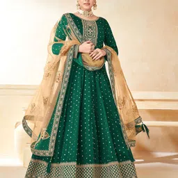 ODETTE Ethnic Motifs Embroidered Semi Stitched Kurta Set image 1