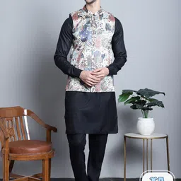 Jompers Regular Kurta With Pyjamas & Nehru Jacket-picture-32