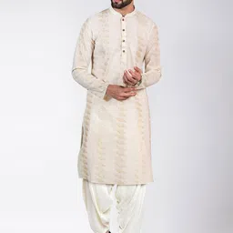 KISAH Abstract Embroidered Mandarin Collar Straight Kurta with Patiala image 1