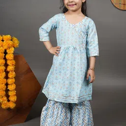Maaikid Girls Floral Printed Pure Cotton Kurta With Sharara-picture-25