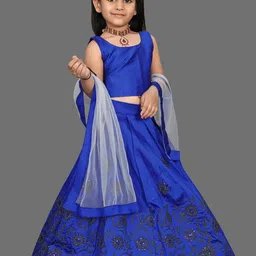 BAESD Girls Floral Embroidered Sequinned Ready to Wear Lehenga & Blouse With Dupatta-picture-22