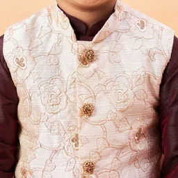 VASTRAMAY Boys Mandarin Collar Straight Kurta With Pyjamas image 2