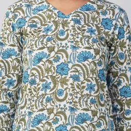 SPARSA Floral Printed Regular Pure Cotton Kurta with Palazzos image 3