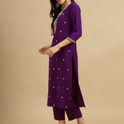 MOKOSH Regular Sequinned Kurta with Trouser & Dupatta image 3