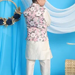 VASTRAMAY Boys Floral Printed Mandarin Collar Long Sleeves Kurta with Pyjamas image 2