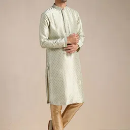 Manyavar Men Mandarin Collar Kurta with Pyjamas image 3