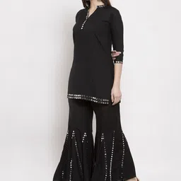 Clora Creation Women Ethnic Motifs Mirror Work Kurti with Sharara image 2