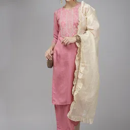 Indo Era Women Ethnic Motif Embroidered Thread Work Kurta With Trousers & Dupatta image 5