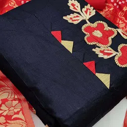 SHADOW & SAINING Floral Embellished Unstitched Dress Material image 2