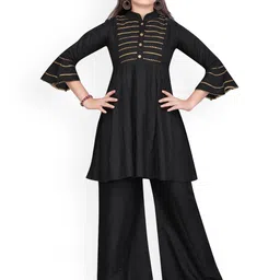 Sangria Girls Embroidered Pure Cotton Kurti & Palazzo-picture-38