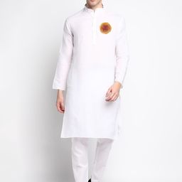 DEVOILER Men White Kurta with Trousers-picture-0