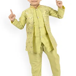 BAESD Boys Mandarin Collar Art Silk Straight Kurta With Trouser-picture-43