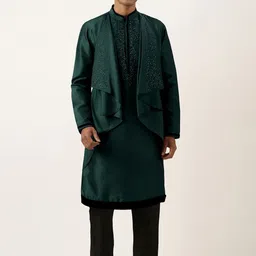 TheEthnic.Co Embellished Beads & Stones Layered Straight Kurta With Pyjamas-picture-40