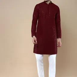 Anouk Men Embroidered Regular Chikankari Kurta with Trousers-image-28