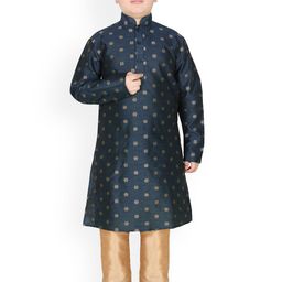 SG YUVRAJ Boys Floral Woven Design Straight Kurta with Trousers-picture-0