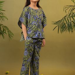 SANSKRUTIHOMES Girls Floral Printed Pure Cotton Top with Pyjamas-picture-45