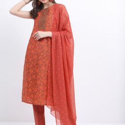 Vishudh Floral Printed Straight Kurta with Trousers & Dupatta-picture-48