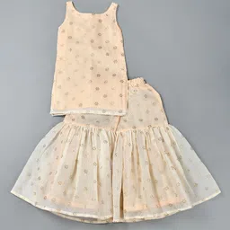 Rangpur Girls Self Design Pure Cotton Kurti with Sharara-picture-53