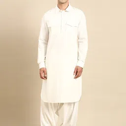 TheEthnic.Co Shirt Collar Pure Cotton Pathani Kurta  With Salwar-picture-24