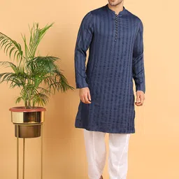 HERE&NOW Striped Regular Cotton Kurta with Pyjamas-picture-14