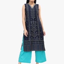 Sangria Printed Gotta Patti Straight Kurta With Palazzos-picture-20