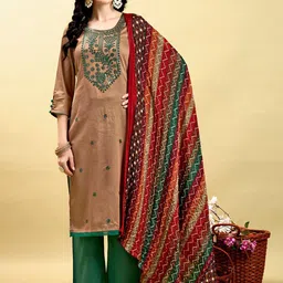 Anouk Ethnic Motifs Embroidered Sequinned Straight Kurta With Palazzos & Dupatta-picture-26
