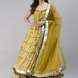 Divena Floral Printed Sequinned Pure Cotton Kurta with Sharara & With Dupatta-picture-33