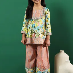 Readiprint Infant Girls Floral Printed Pure Cotton Kurti with Palazzos-image-49