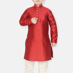 SG YUVRAJ Boys Woven Design Mandarin Collar Kurta With Pyjamas-picture-7