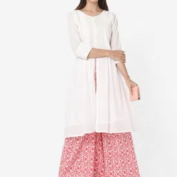 KALINI V-Neck High-Slit Pure Cotton Kurta With Palazzos image 1