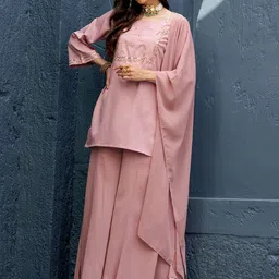 Shae by SASSAFRAS Floral Yoke Design Kurta with Palazzos & With Dupatta-image-48