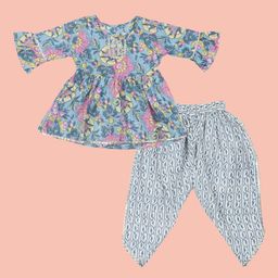 BAESD Girls Floral Printed Gotta Patti A-Line Kurti with Dhoti Pants-picture-8