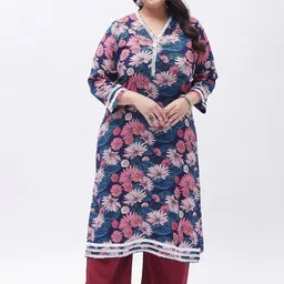 Tissu Plus Size Floral Printed Kurta with Palazzos-picture-3