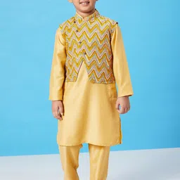 Stylo Bug Boys Mandarin Collar Regular Kurta With Pyjamas & Nehru Jacket-picture-12