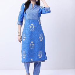 Vishudh Floral Printed Regular Kurta with Trousers-picture-45