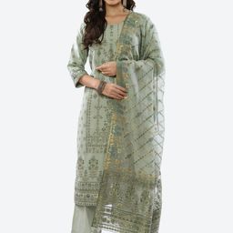 Biba Women Green Ethnic Motifs Printed Kurta with Palazzos & With Dupatta-picture-11