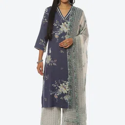 Biba Women Floral Printed V-Neck Kurta with Palazzos-image-94