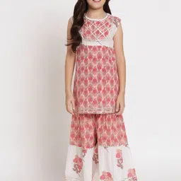 Readiprint Fashions Girls Floral Printed Gotta Patti Pure Cotton Kurti With Sharara-picture-25
