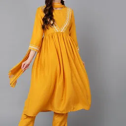 KALINI Yoke Design Sequinned Anarkali Kurta with Trousers & Dupatta-picture-18