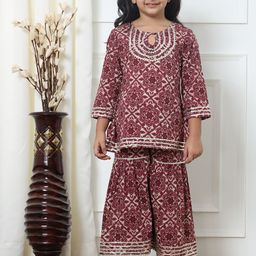 Readiprint Fashions Girls Floral Printed Gotta Patti Pure Cotton Kurti With Sharara-picture-14