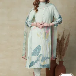 FASHOR Floral Printed Kurta With Trousers & Dupatta-image-45