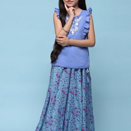 Biba Floral Embroidered Pure Cotton Top With Skirt-picture-46