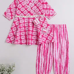 The Magic Wand Girls Dyed Gotta Patti Angrakha Pure Cotton Kurta with Pyjamas-image-64