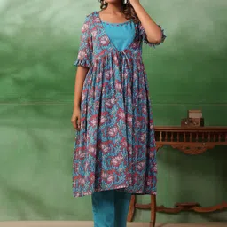 RangDeep Shoulder Straps Regular Pure Cotton A-Line Kurta With Trousers-picture-37