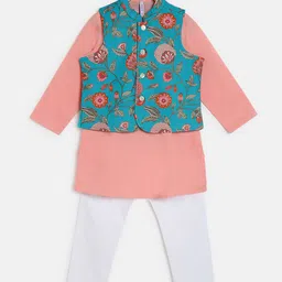 Campana Boys Printed Pure Cotton Kurta with Pyjamas &Jacket-picture-13
