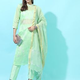 Vishudh Women Striped Chanderi Cotton Kurta Set-picture-16